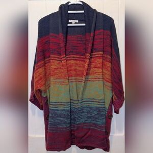 North Style Multicolored Open Knit Cardigan Sweater Size Medium